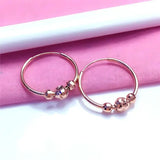 Purple 14K Rose Small Round Bead Hoop Earrings, Sparkling Party Jewelry