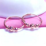 Purple 14K Rose Small Round Bead Hoop Earrings, Sparkling Party Jewelry