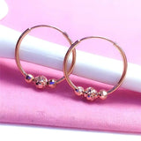 Purple 14K Rose Small Round Bead Hoop Earrings, Sparkling Party Jewelry