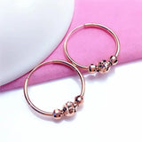 Purple 14K Rose Small Round Bead Hoop Earrings, Sparkling Party Jewelry