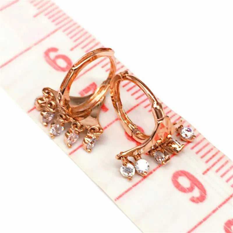 Vintage 14K Rose Plated Crystal Fringe Earrings