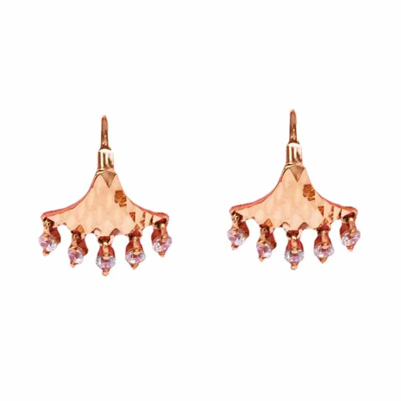 Vintage 14K Rose Plated Crystal Fringe Earrings