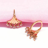 Vintage 14K Rose Plated Crystal Fringe Earrings