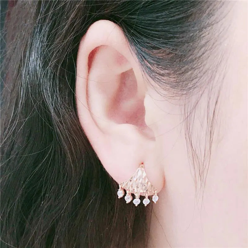 Vintage 14K Rose Plated Crystal Fringe Earrings