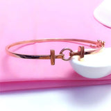 14K Rose Plated Purple Letter Bracelet for Women