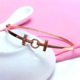 14K Rose Plated Purple Letter Bracelet for Women