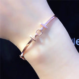 14K Rose Plated Purple Letter Bracelet for Women