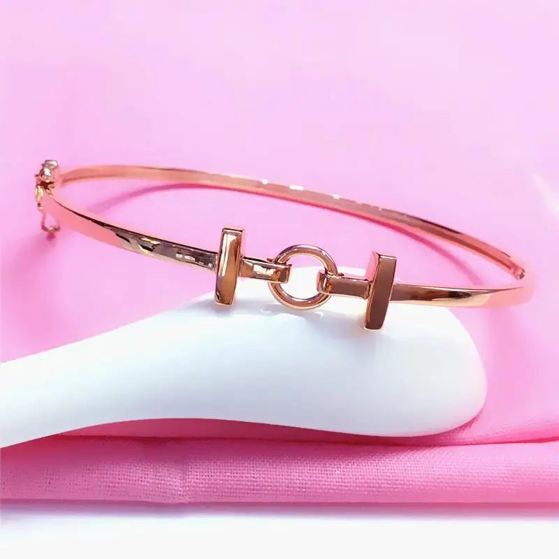 14K Rose Plated Purple Letter Bracelet for Women