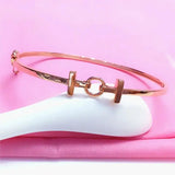 14K Rose Plated Purple Letter Bracelet for Women