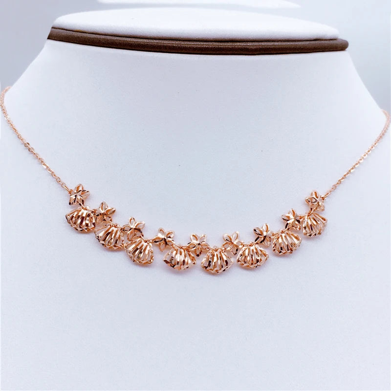 14K Rose Plated Seashells Necklace Star Pendant Light