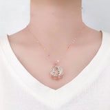 14K Rose Flower Pendant Necklace Ladies Chinese Engagement Jewelry