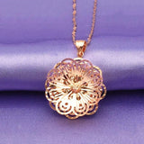 14K Rose Flower Pendant Necklace Ladies Chinese Engagement Jewelry