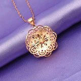 14K Rose Flower Pendant Necklace Ladies Chinese Engagement Jewelry