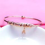 14K Rose Geometric Bead Pendant Charm Bracelet for Women