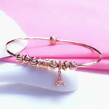 Purple 14K Rose Geometric Bead Charm Bracelet for Women