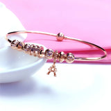Purple 14K Rose Geometric Bead Charm Bracelet for Women