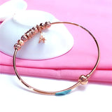14K Rose Geometric Bead Pendant Charm Bracelet for Women
