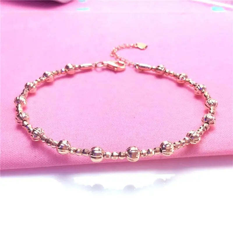 14K Rose Gold Plated Purple Geometric Bead Bracelet