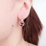 14K Rose Gold Ruby Earrings Water Drops Design
