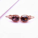 14K Rose Gold Ruby Earrings Water Drops Design