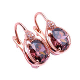 14K Rose Gold Ruby Earrings Water Drops Design