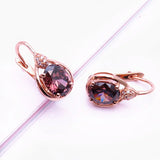 14K Rose Gold Ruby Earrings Water Drops Design