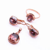 14K Rose Gold Ruby Earrings Water Drops Design