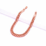 14K Rose Wide Chain Bracelet Hip Hop Style Jewelry