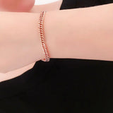 14K Rose Wide Chain Bracelet Hip Hop Style Jewelry