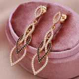 Rose Zircon Vintage Long Drop Earrings