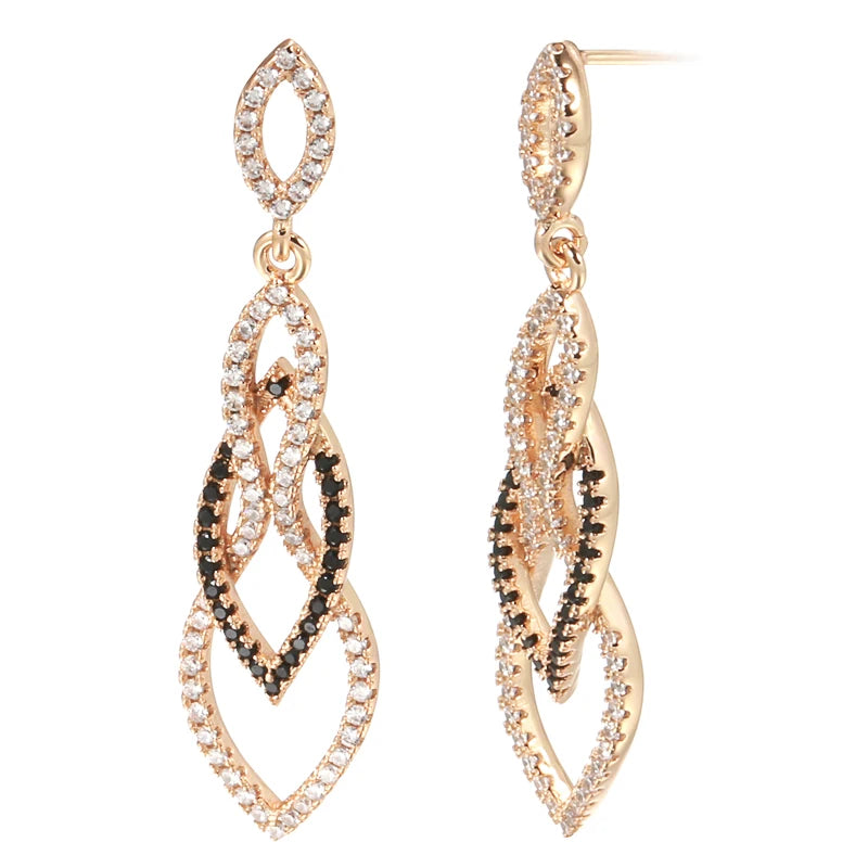 Rose Zircon Vintage Long Drop Earrings