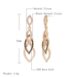 Rose Zircon Vintage Long Drop Earrings
