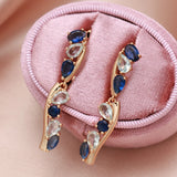 Rose Zircon Prong Set CZ Drop Earrings Piercing Party Hoops