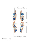 Rose Zircon Prong Set CZ Drop Earrings Piercing Party Hoops