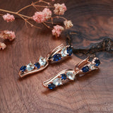Rose Zircon Prong Set CZ Drop Earrings Piercing Party Hoops