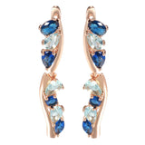 Rose Zircon Prong Set CZ Drop Earrings Piercing Party Hoops