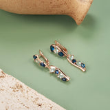 Rose Zircon Prong Set CZ Drop Earrings Piercing Party Hoops