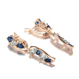 Rose Zircon Prong Set CZ Drop Earrings Piercing Party Hoops