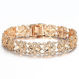 Rose Bracelet Bangle for Women Ladies Cut Out Carved Flower Heart Oval Jewelry