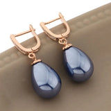 Vintage Rose Drop Earrings with Zircon & Pearl