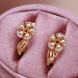Rose Butterfly Zircon Clip Earrings Wedding Jewelry Gift