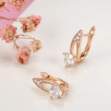 Rose Dancing Butterfly Earrings Zircon Party Clip Wedding Jewelry