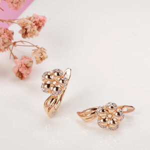 Rose Butterfly Zircon Clip Earrings Wedding Jewelry Gift