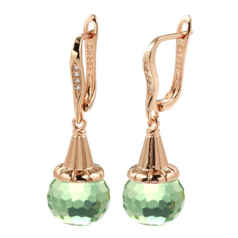 Red Glass Ball Drop Earrings Long Crystal Hang Ear Jewelry