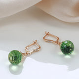 Red Glass Ball Drop Earrings Long Crystal Hang Ear Jewelry