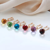 Red Glass Ball Drop Earrings Long Crystal Hang Ear Jewelry