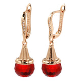 Red Glass Ball Drop Earrings Long Crystal Hang Ear Jewelry