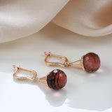 Red Glass Ball Drop Earrings Long Crystal Hang Ear Jewelry
