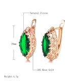 Rose Green Red Oval Zircon Earring Hollow Carve Large Zircon Diamond Clip