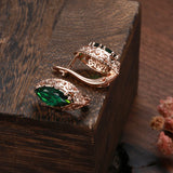 Rose Green Red Oval Zircon Earring Hollow Carve Large Zircon Diamond Clip